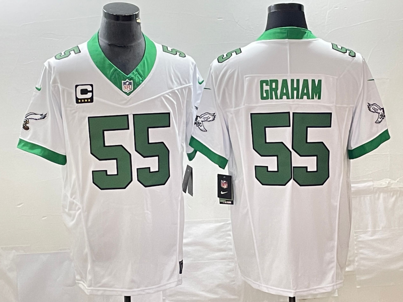 Men's White Philadelphia Eagles #55 Brandon Graham 2023 F.U.S.E. With C Patch Vapor Untouchable Stitched Football Jersey